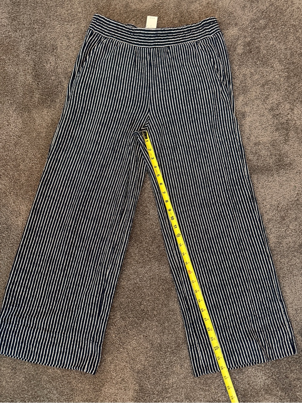 NWT Lou & Grey Navy and White Striped Knit Wide-Leg Pants